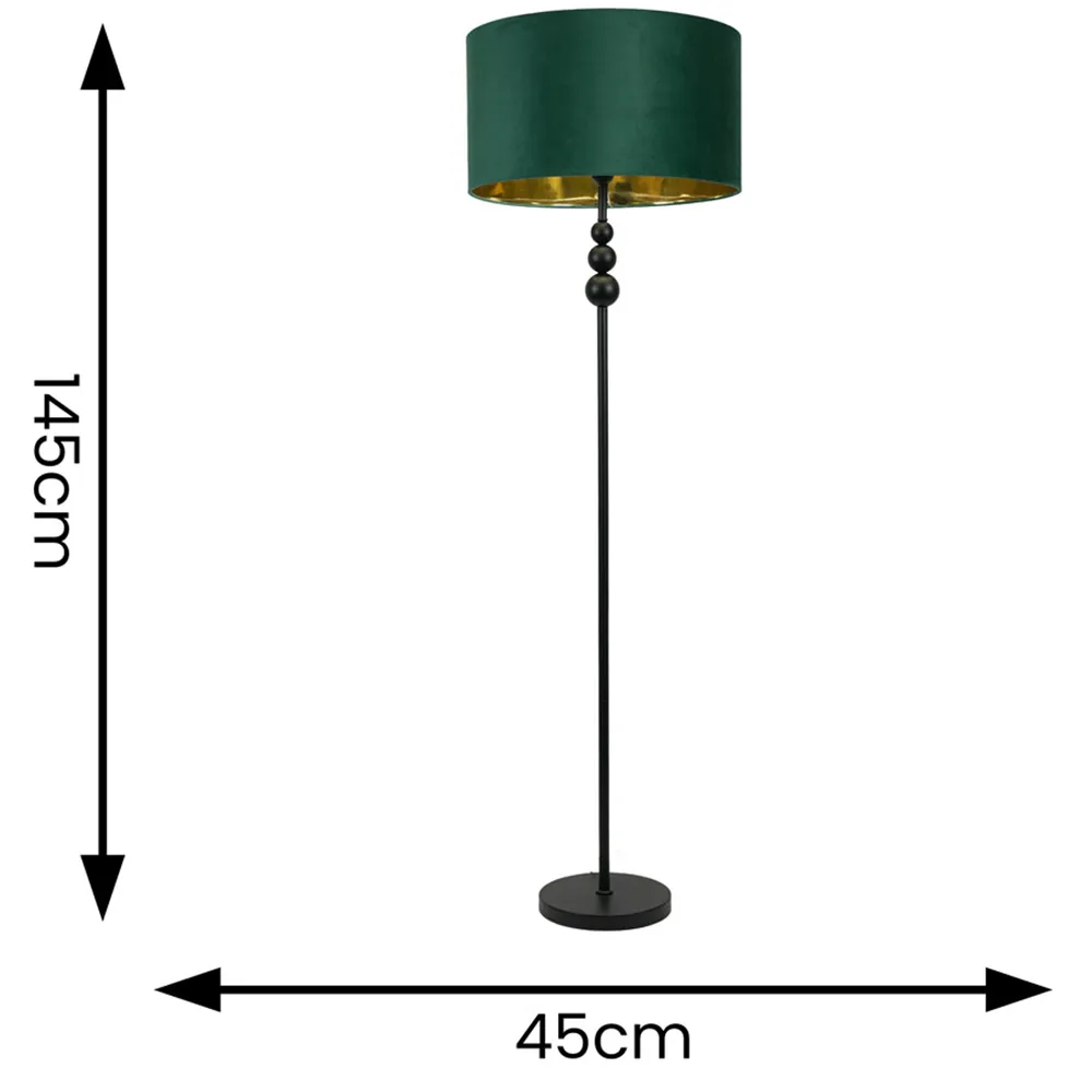 Marissa Stacked Ball Floor Lamp - Green, Velvet