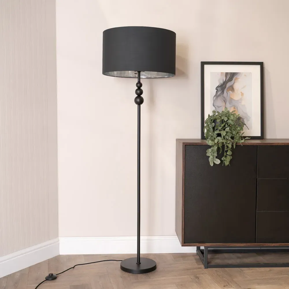 Marissa Stacked Ball LED Floor Lamp - Black, Velvet