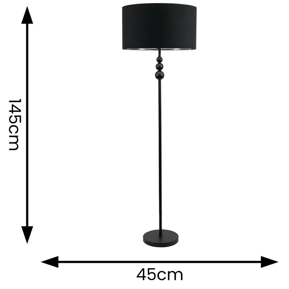 Marissa Stacked Ball LED Floor Lamp - Black, Velvet