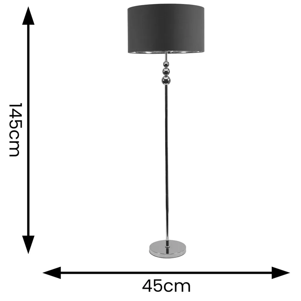 Marissa Stacked Ball LED Floor Lamp - Charcoal, Velvet