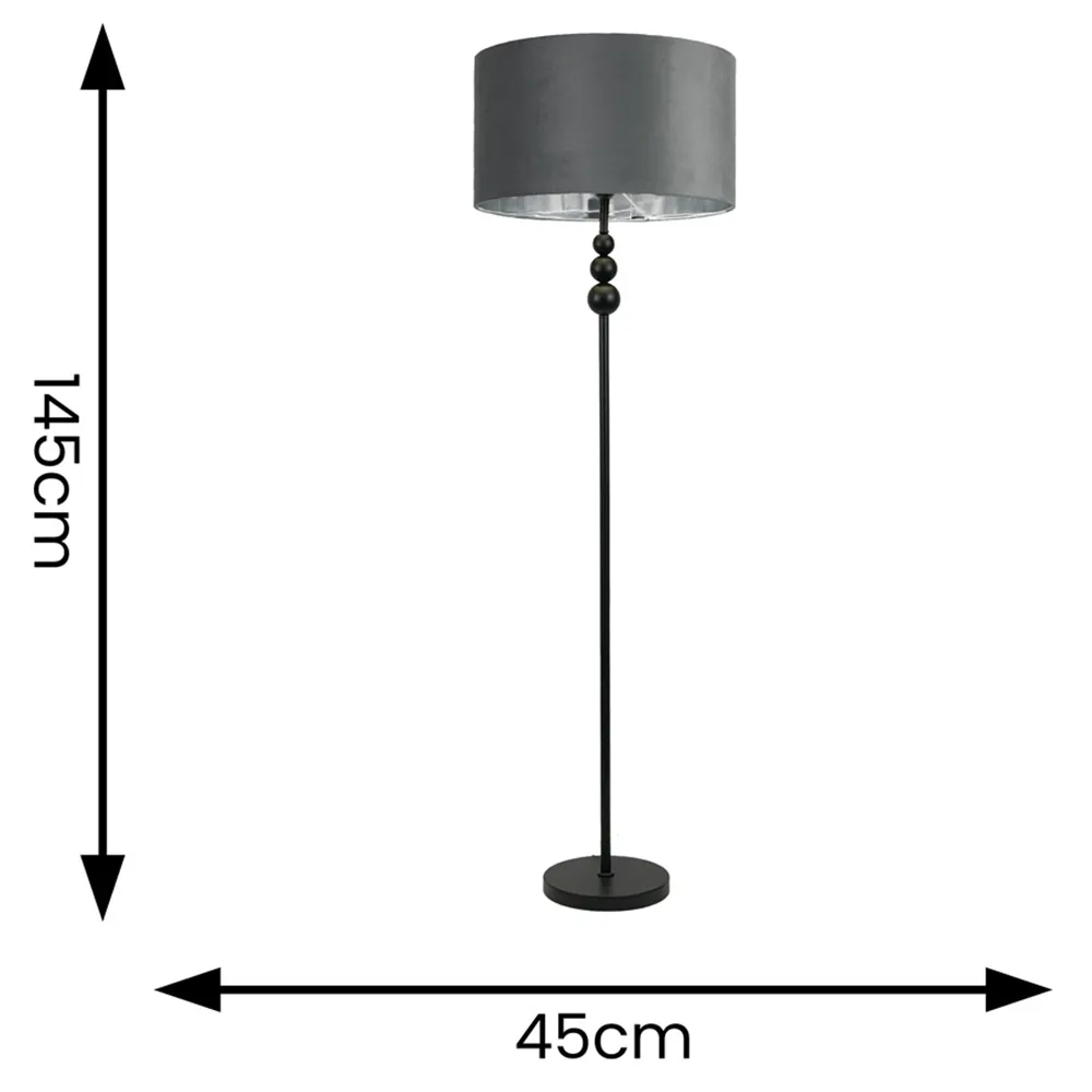 Marissa Stacked Ball LED Floor Lamp - Grey, Velvet