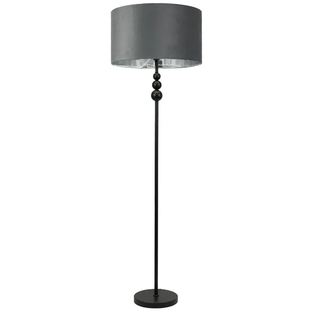 Marissa Stacked Ball LED Floor Lamp - Grey, Velvet
