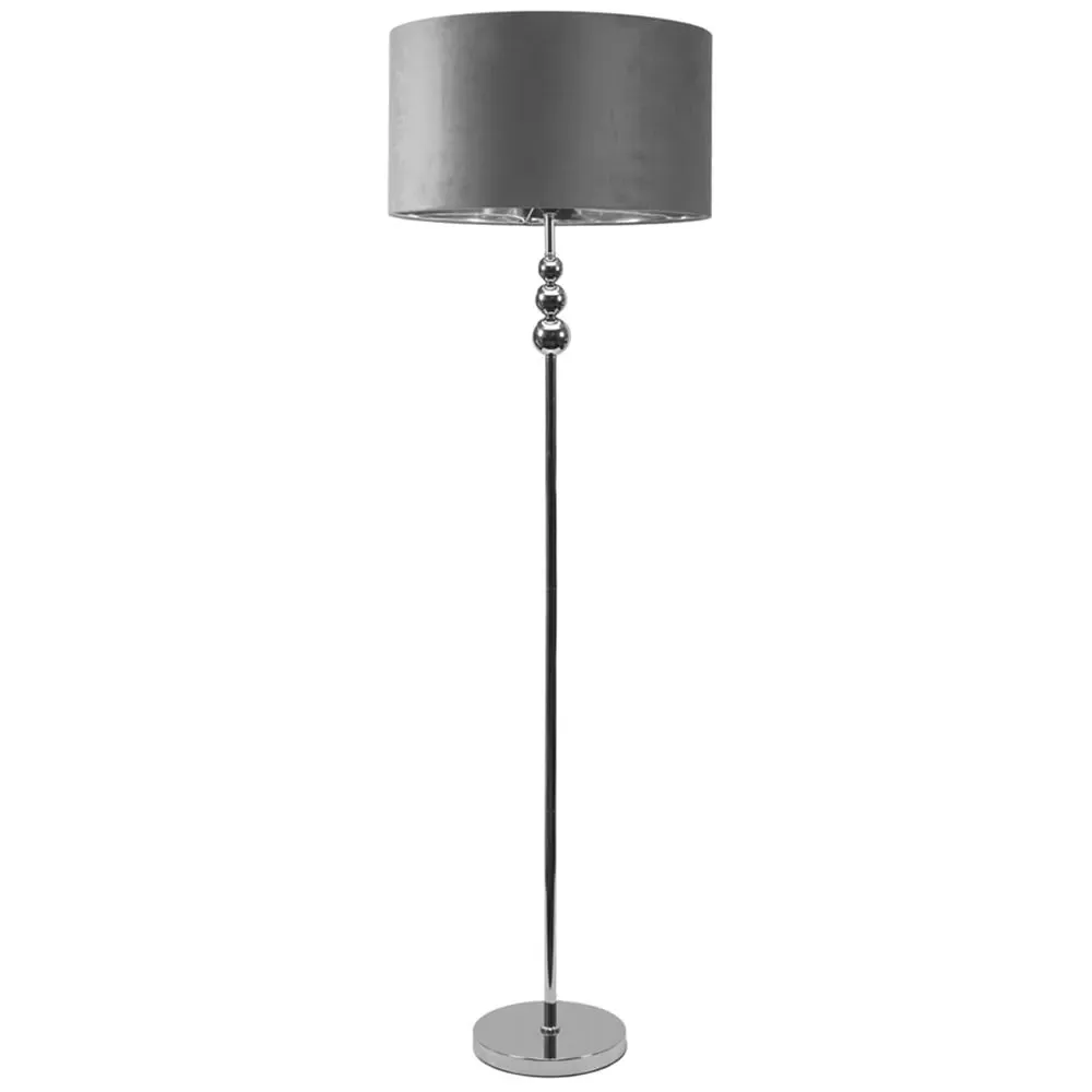 Marissa Stacked Ball LED Floor Lamp - Grey, Velvet