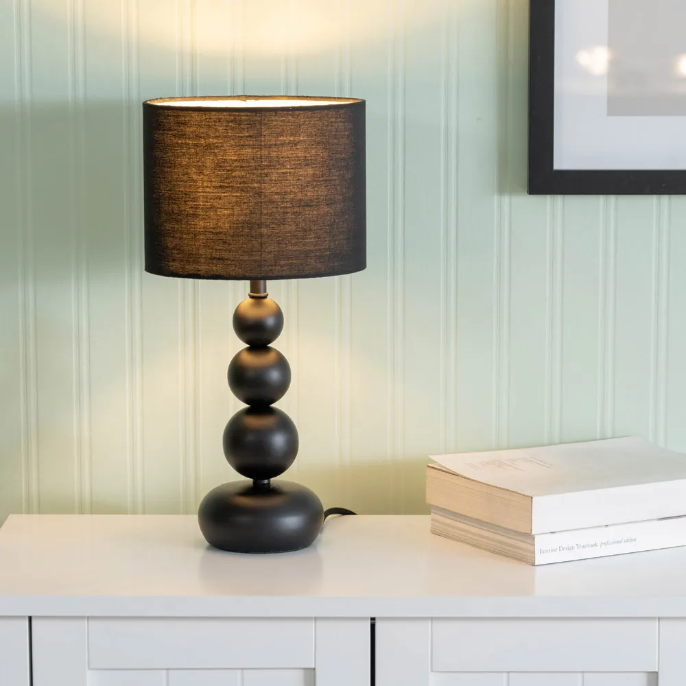 Marissa Stacked Ball Touch Table Lamp - Black