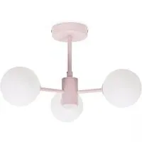 Marlow 3 Arm Globe LED Ceiling Light - Blush Pink, Glass