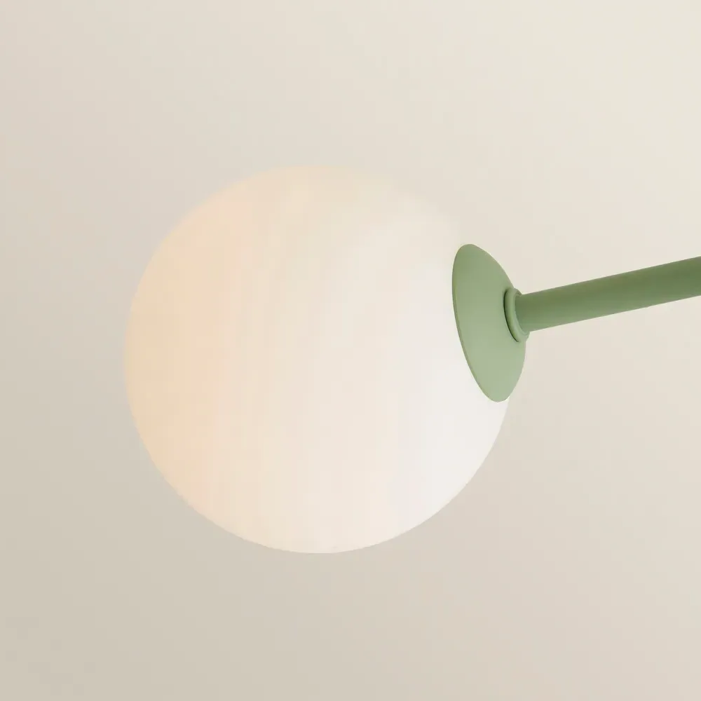 Marlow 3 Arm Globe LED Ceiling Light - Sage Green, Glass