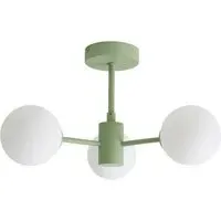 Marlow 3 Arm Globe LED Ceiling Light - Sage Green, Glass