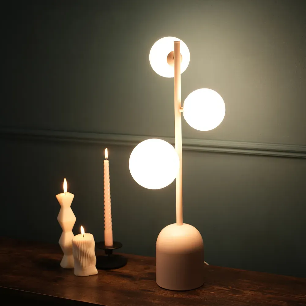 Marlow 3-Way Globe LED Table Lamp - Pink, Glass