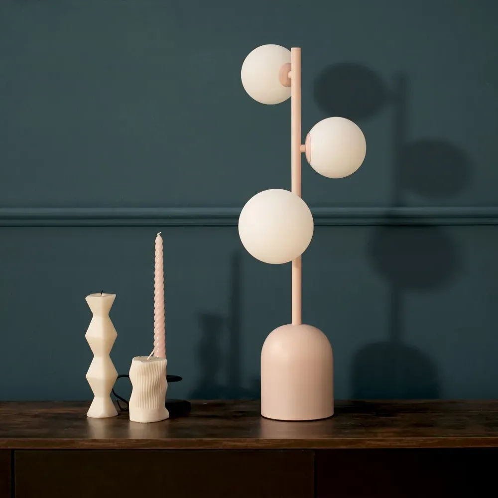 Marlow 3-Way Globe LED Table Lamp - Pink, Glass