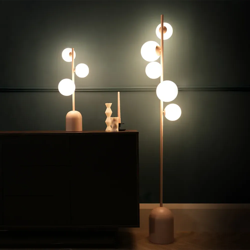 Marlow 3-Way Globe LED Table Lamp - Pink, Glass