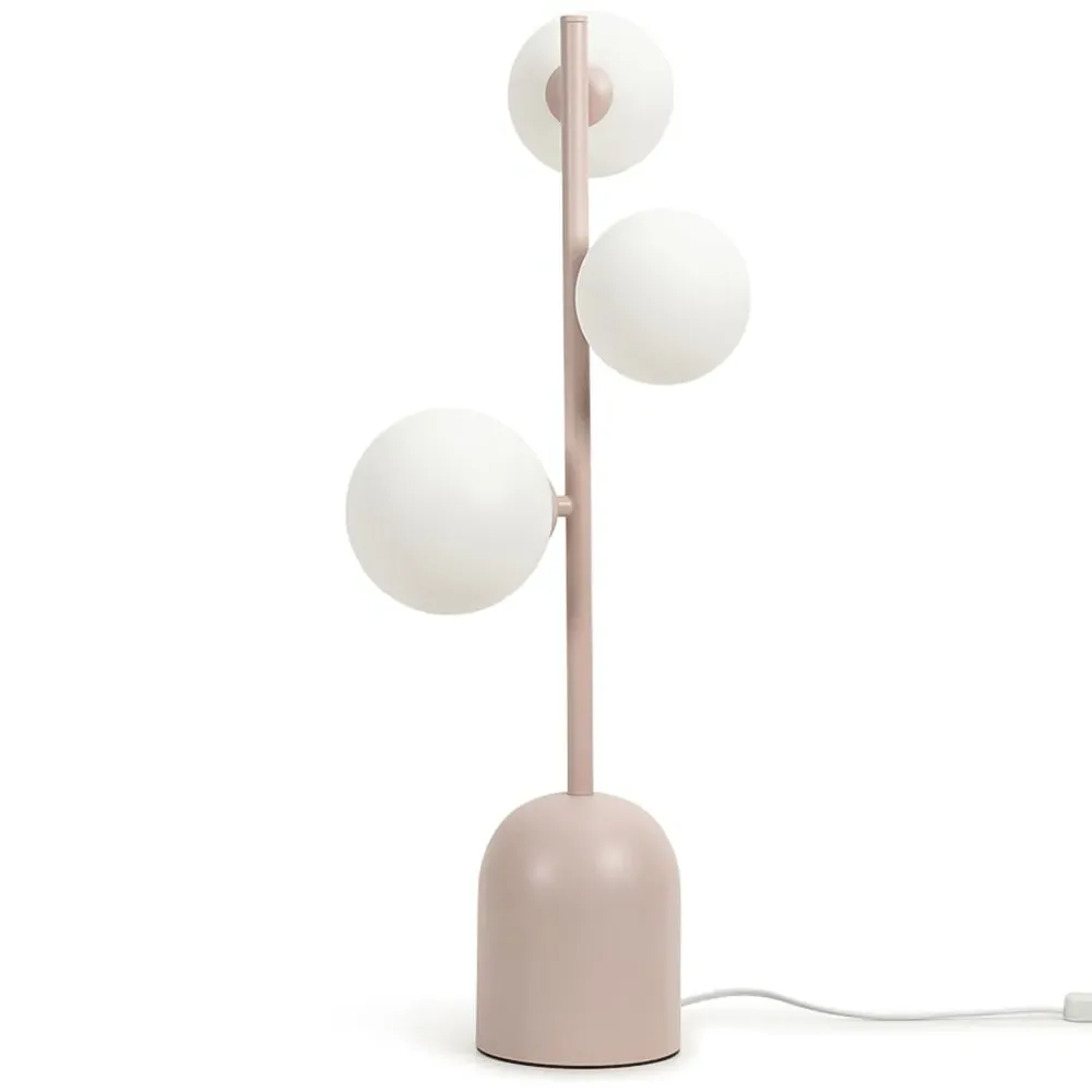Marlow 3-Way Globe LED Table Lamp - Pink, Glass
