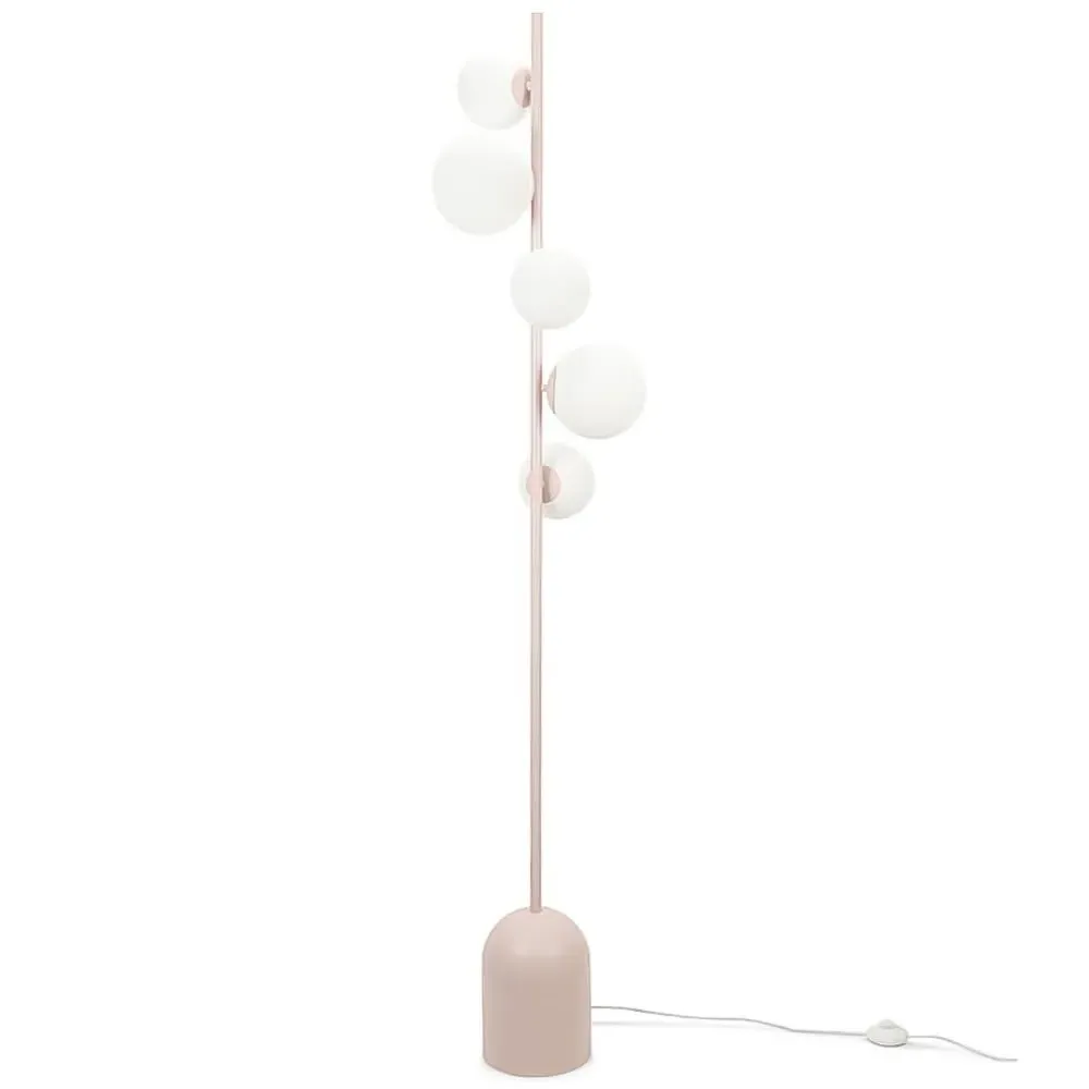Marlow 5-Way Globe LED Floor Lamp - Pink, Glass