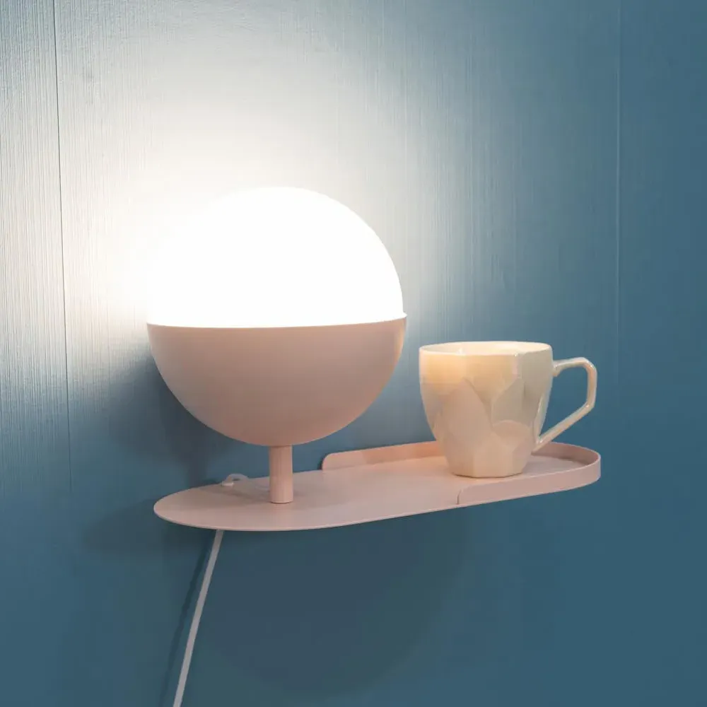 Marlow Globe LED Shelf Lamp with Storage - Pink, Glass