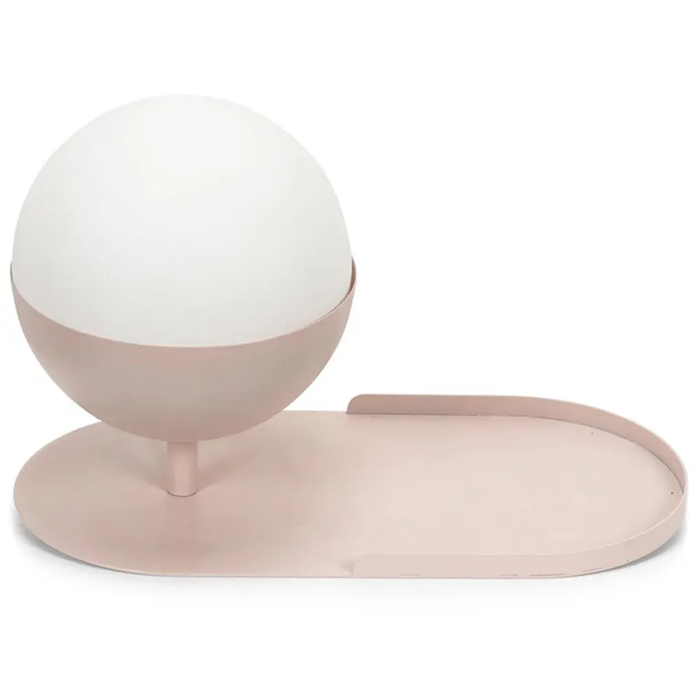 Marlow Globe LED Shelf Lamp with Storage - Pink, Glass image