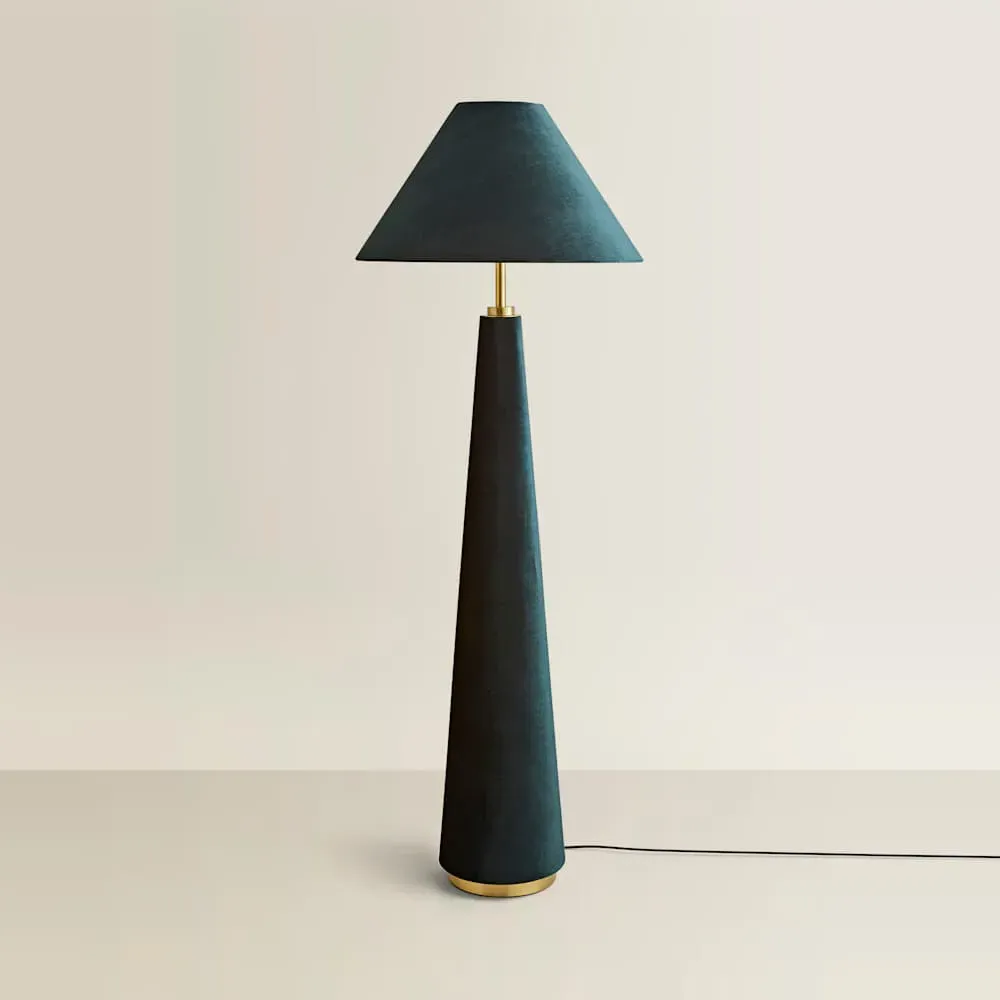 Martha Conical Floor Lamp - Teal, Velvet