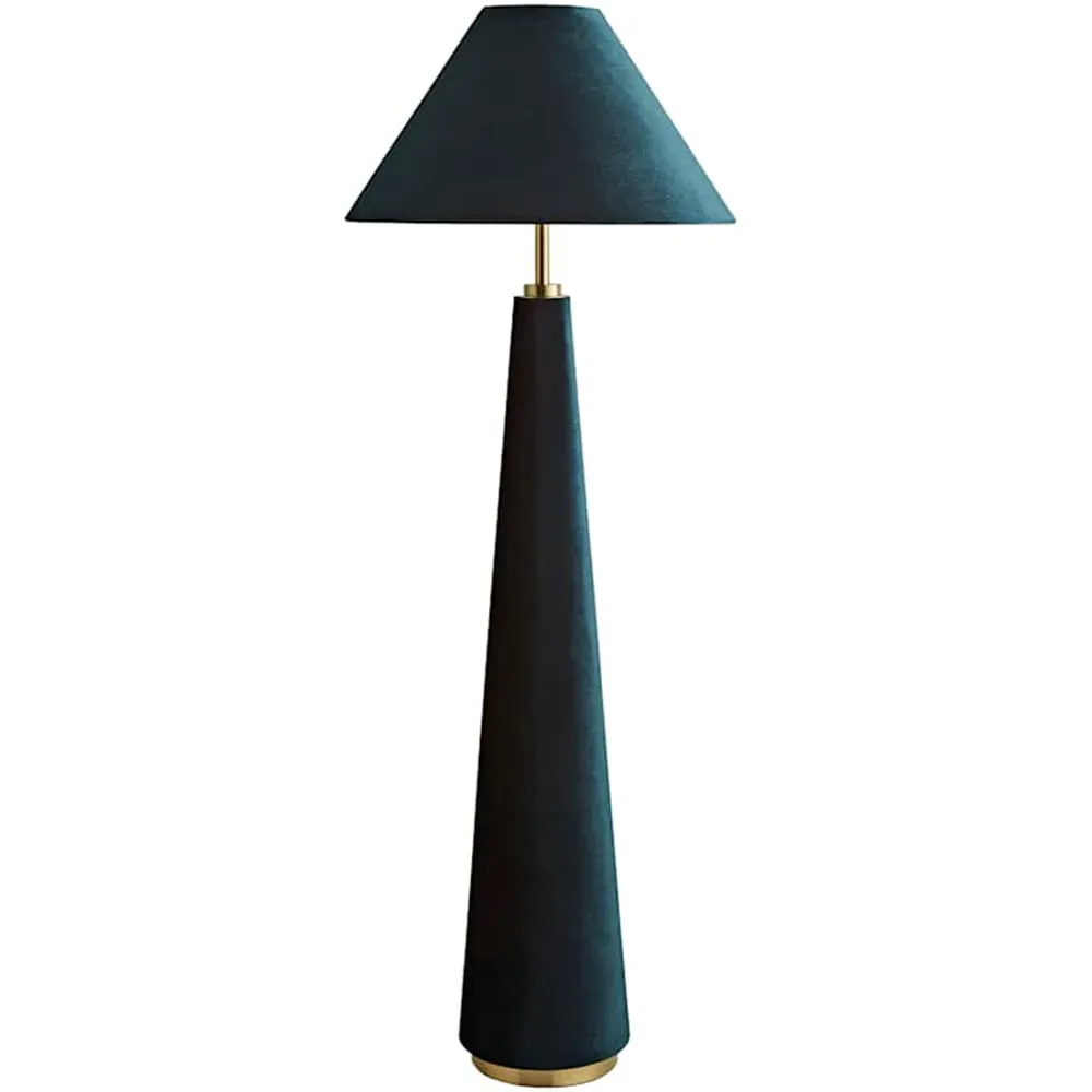 Martha Conical Floor Lamp - Teal, Velvet