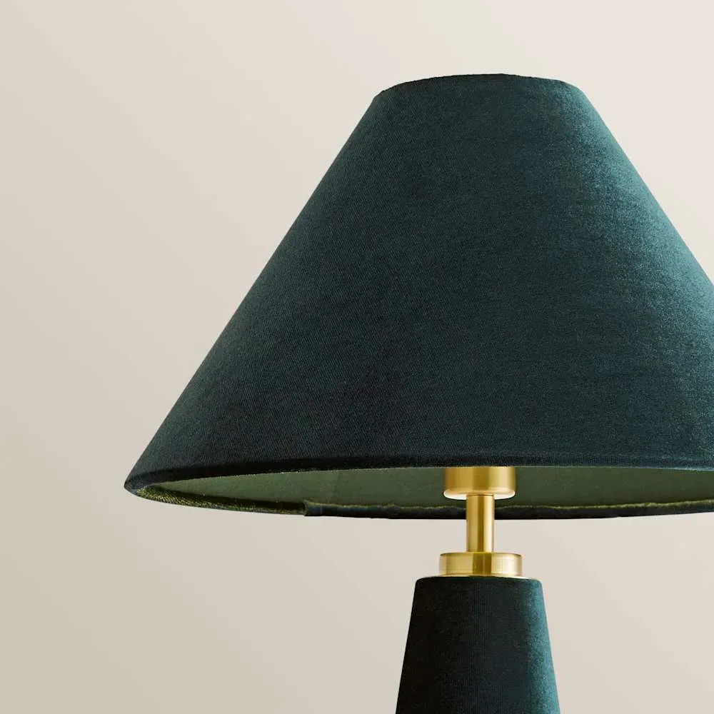 Martha Conical Table Lamp - Teal, Velvet