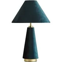 Martha Conical Table Lamp - Teal, Velvet