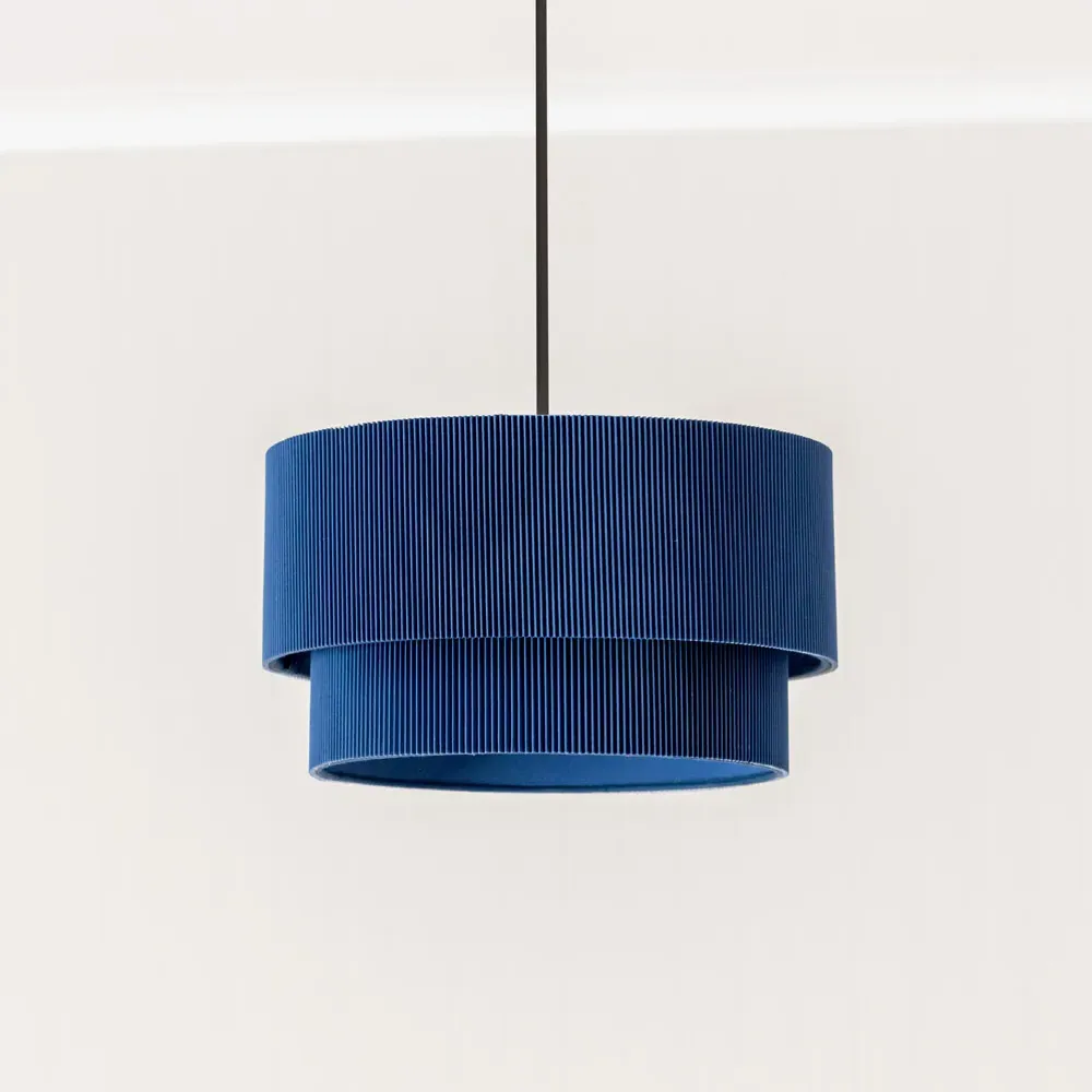 Mason 2 Tier Ruched Crinkle Lamp Shade - Blue, Cotton