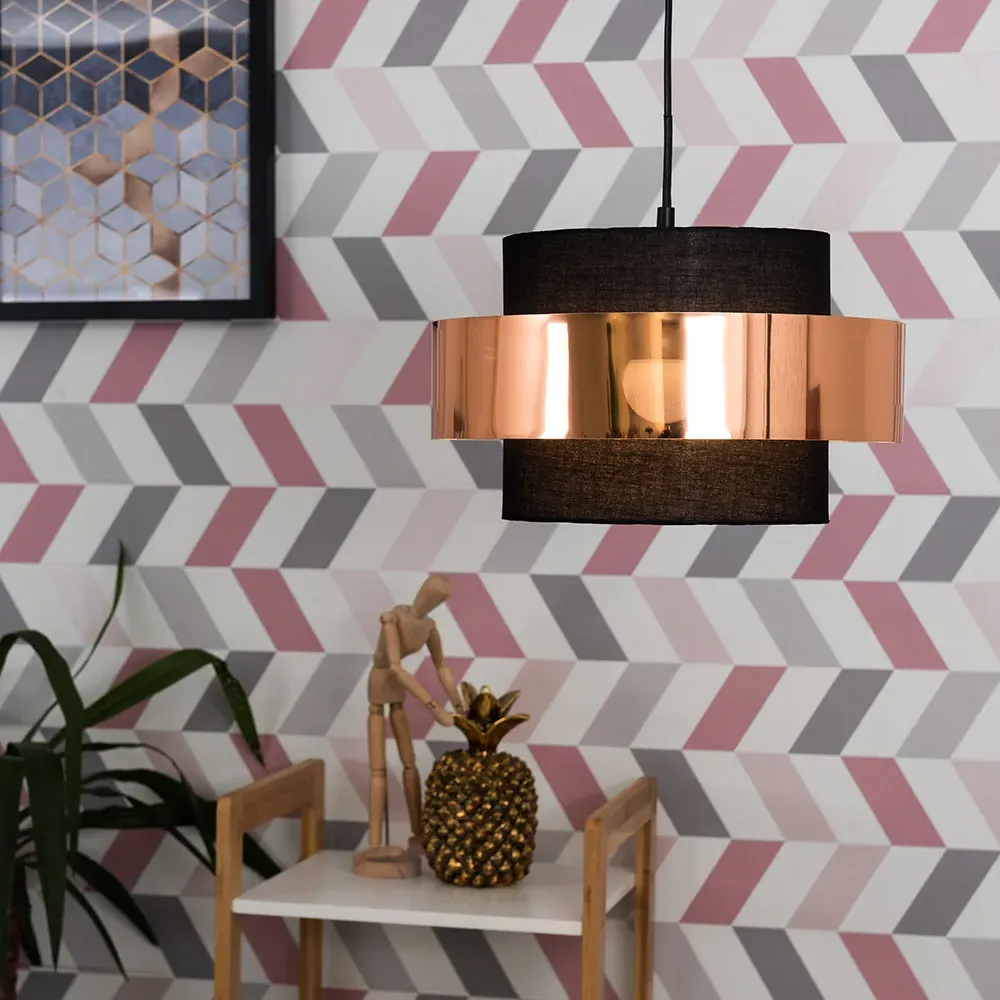 Matildo Halo Ceiling Pendant Lamp Shade - Black, Copper