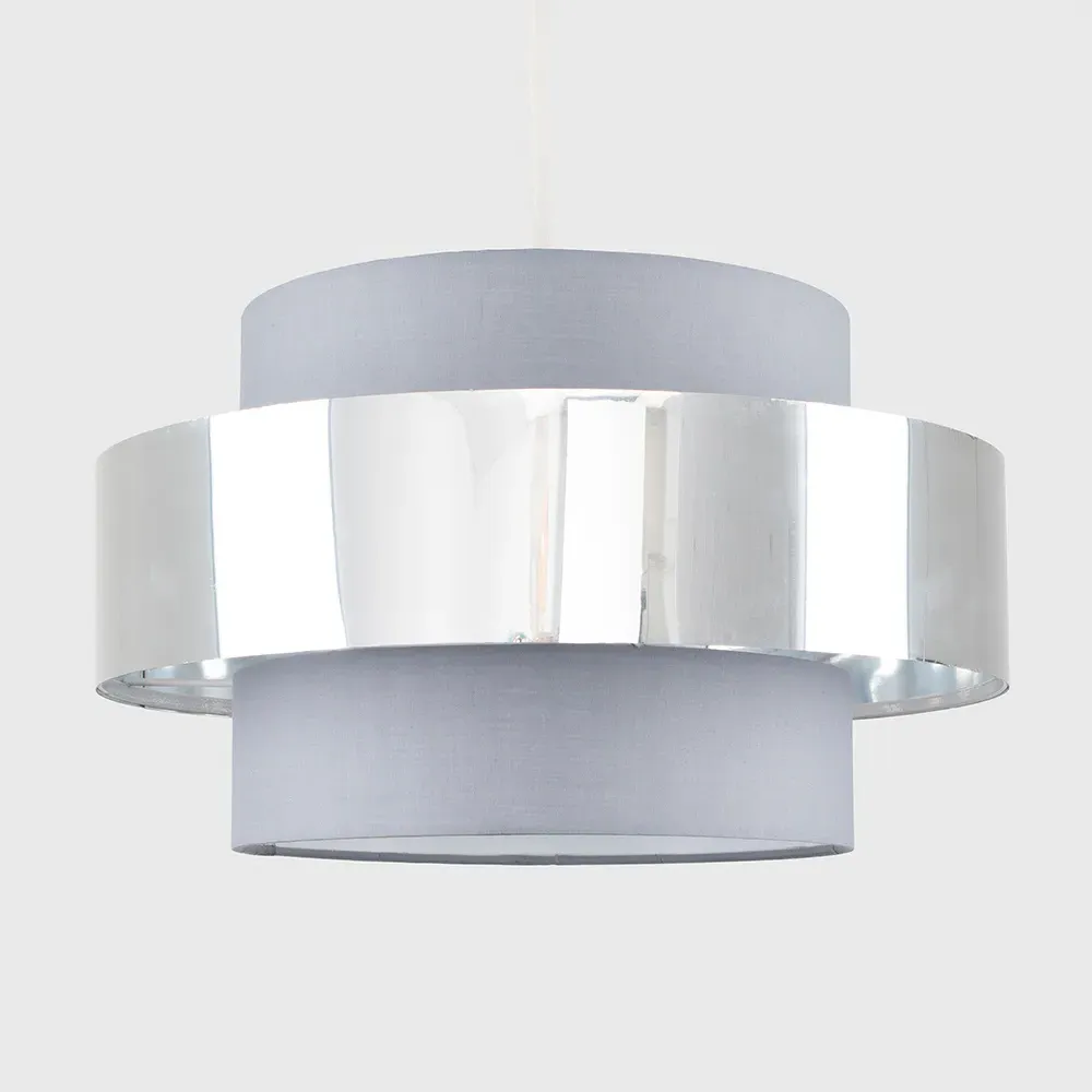 Matildo Halo Ceiling Pendant Lamp Shade - Grey, Chrome