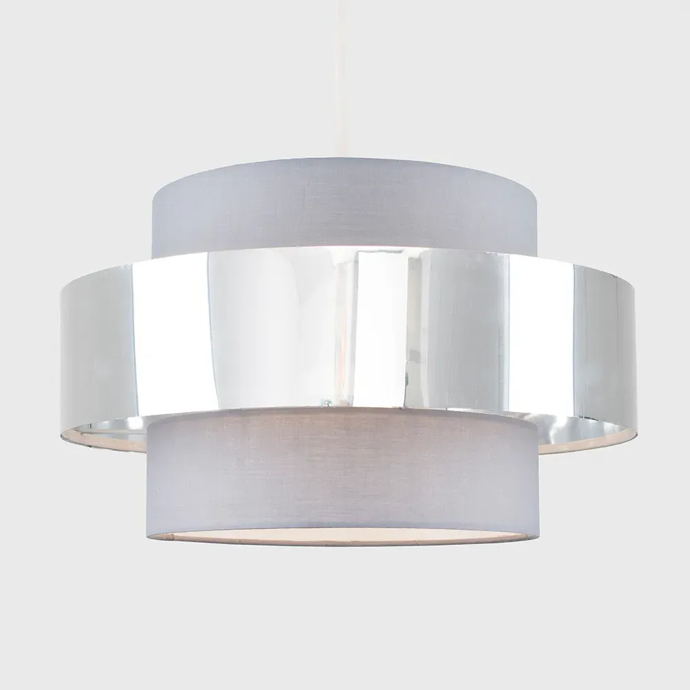 Matildo Halo Ceiling Pendant Lamp Shade - Grey, Chrome