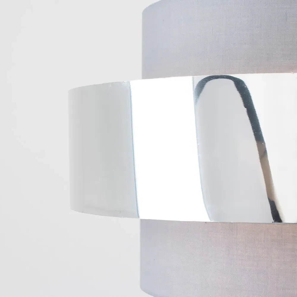 Matildo Halo Ceiling Pendant Lamp Shade - Grey, Chrome