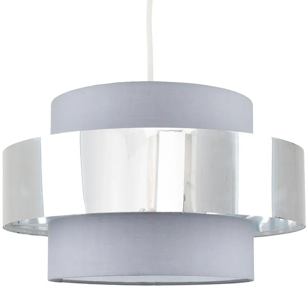 Matildo Halo Ceiling Pendant Lamp Shade - Grey, Chrome