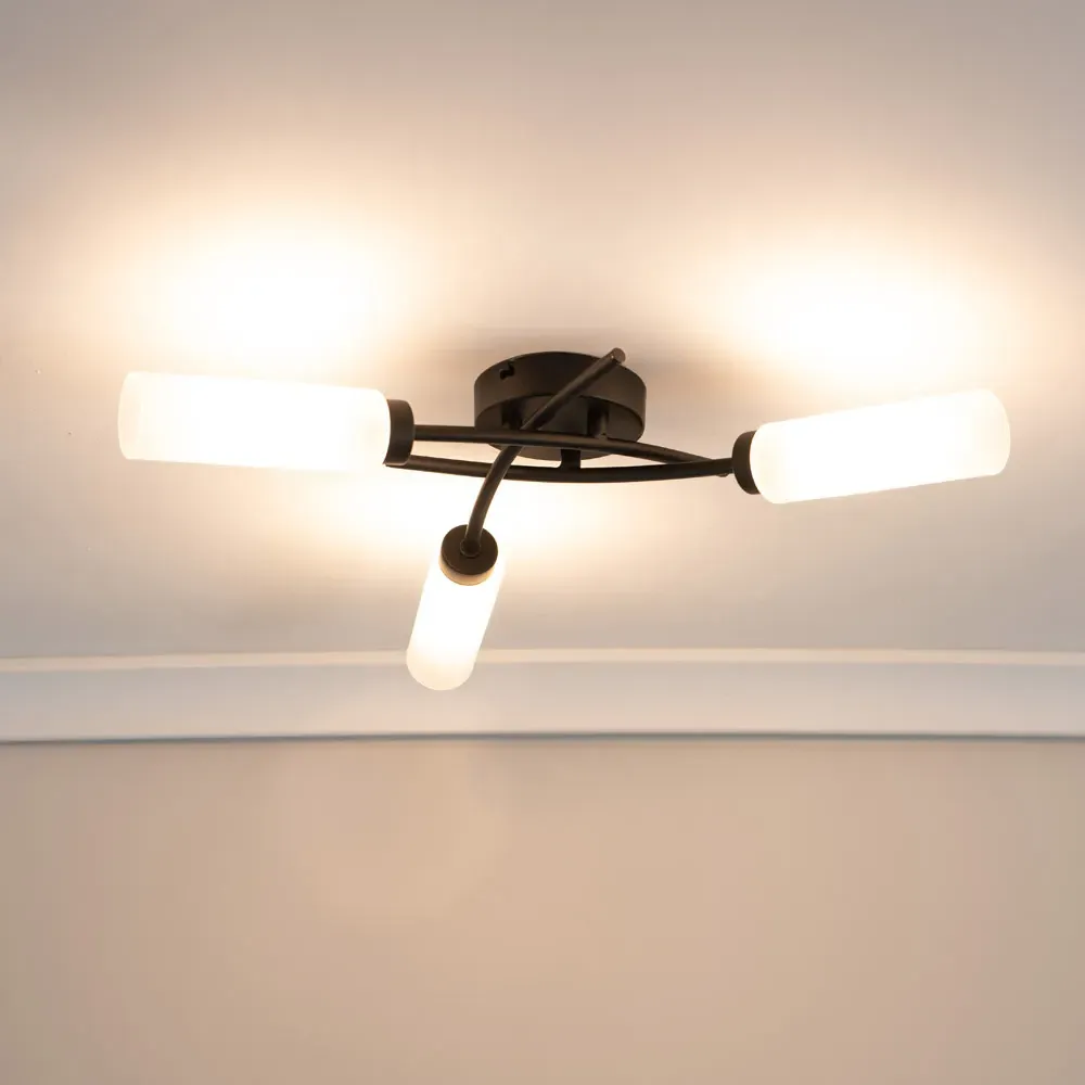 Maya 3 Way Curved Cross Over Flush LED Ceiling Light - Black