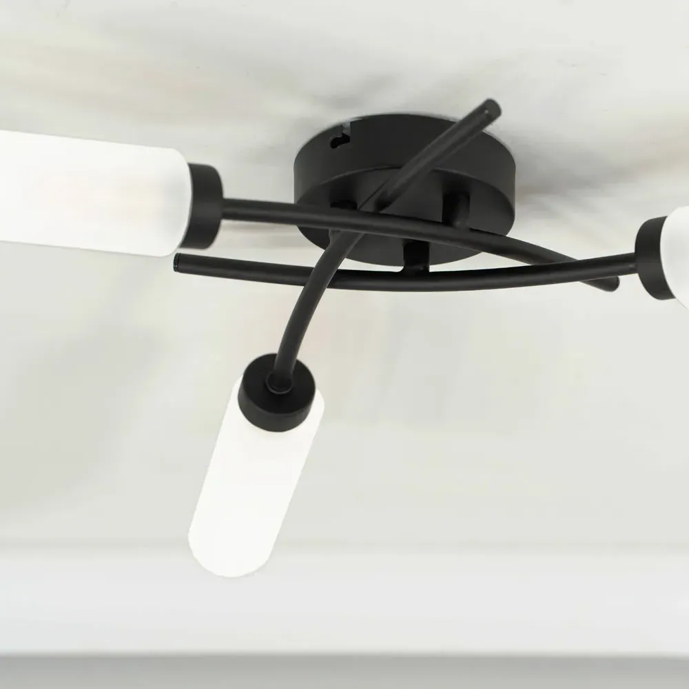 Maya 3 Way Curved Cross Over Flush LED Ceiling Light - Black