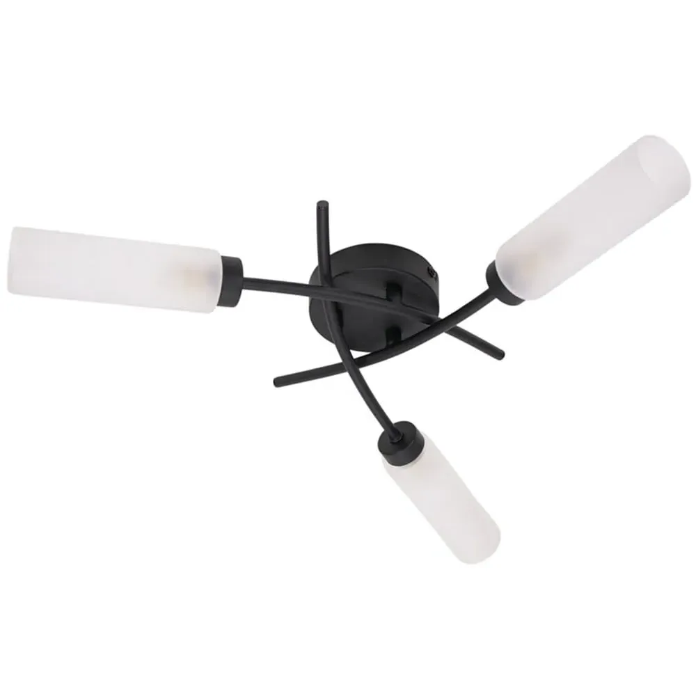 Maya 3 Way Curved Cross Over Flush LED Ceiling Light - Black image