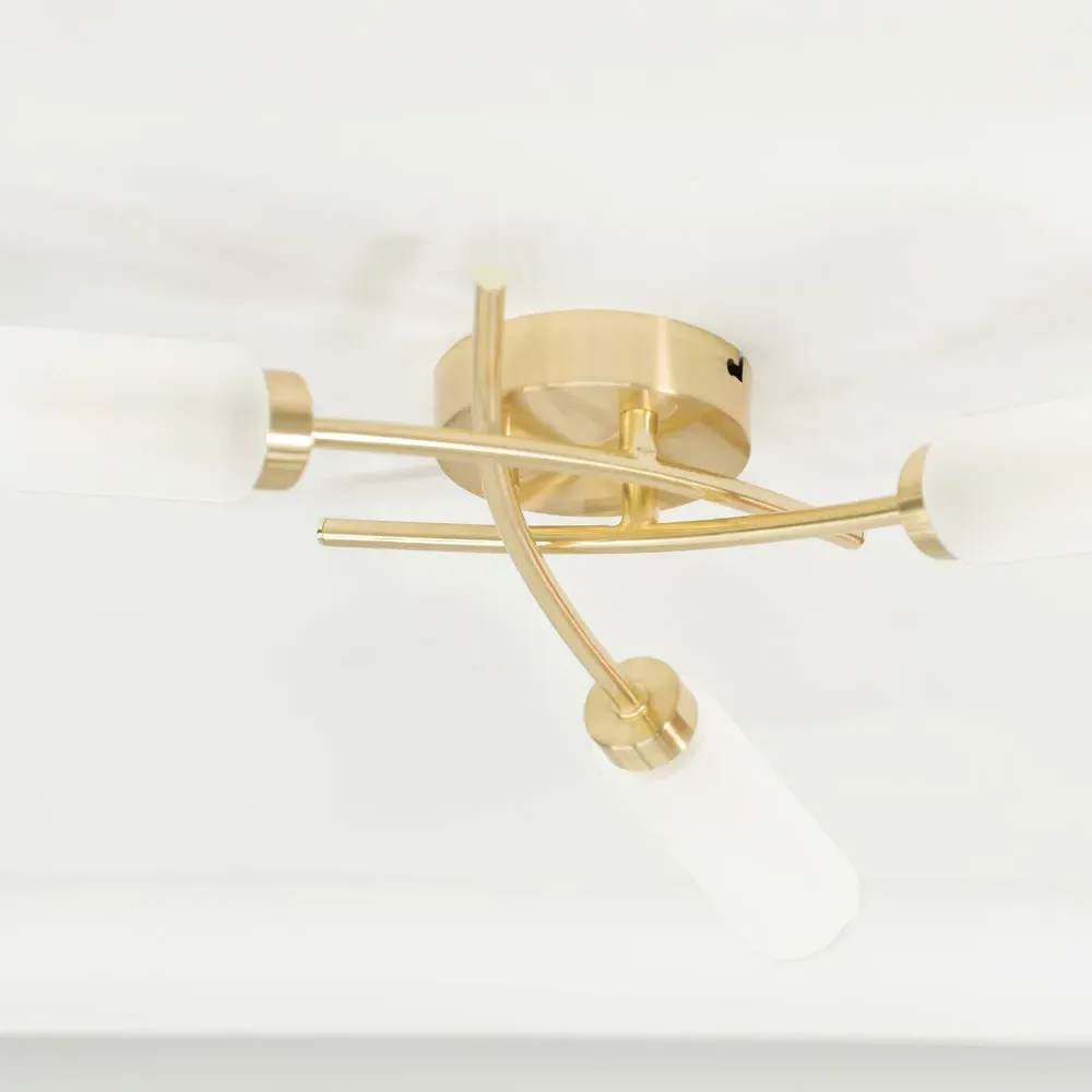 Maya 3 Way Curved Cross Over Flush LED Ceiling Light - Gold