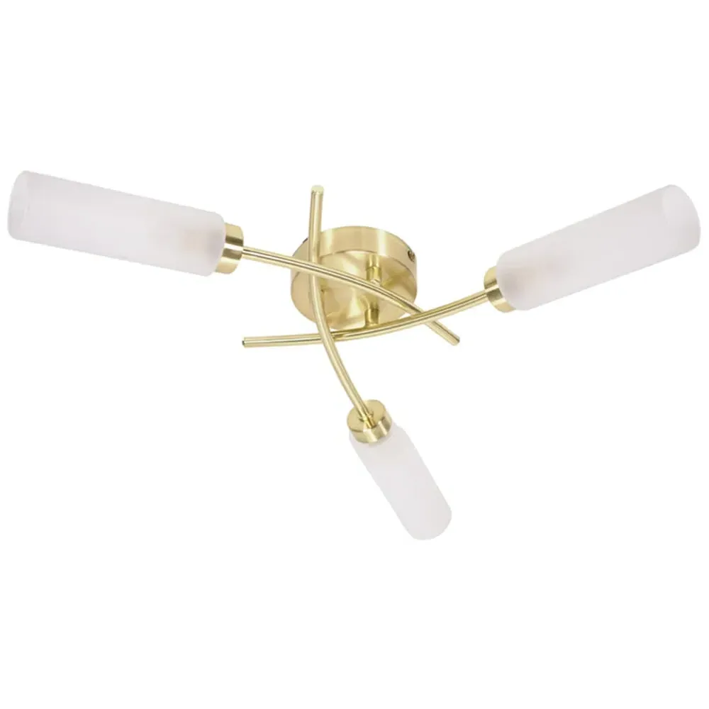 Maya 3 Way Curved Cross Over Flush LED Ceiling Light - Gold