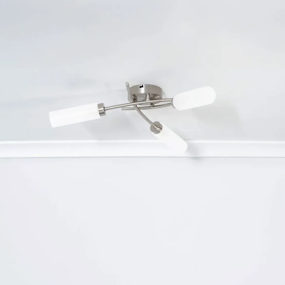 Maya 3 Way Curved Cross Over Flush LED Ceiling Light - Silver