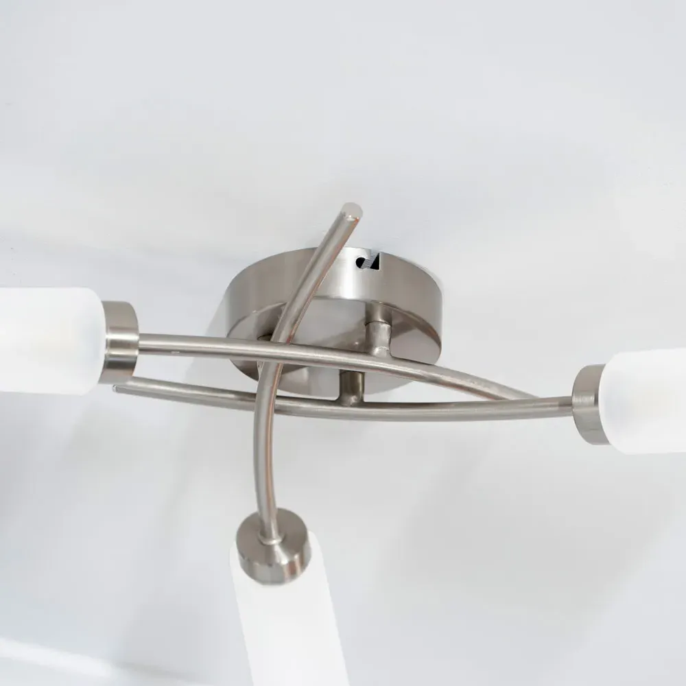 Maya 3 Way Curved Cross Over Flush LED Ceiling Light - Silver