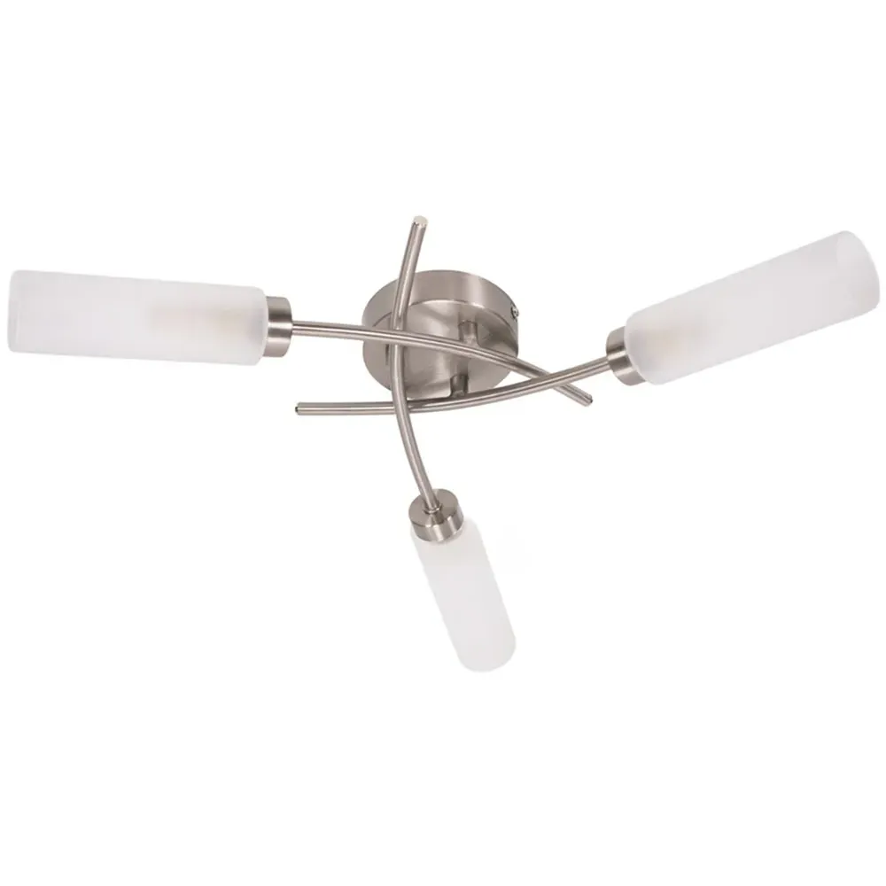 Maya 3 Way Curved Cross Over Flush LED Ceiling Light - Silver