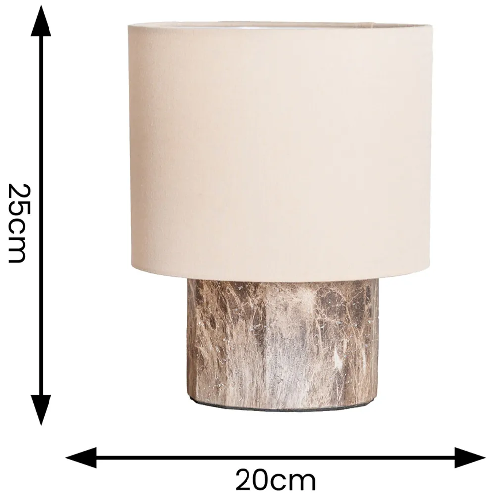 Melanie Table Lamp with Linen Shade - Brown, Marble