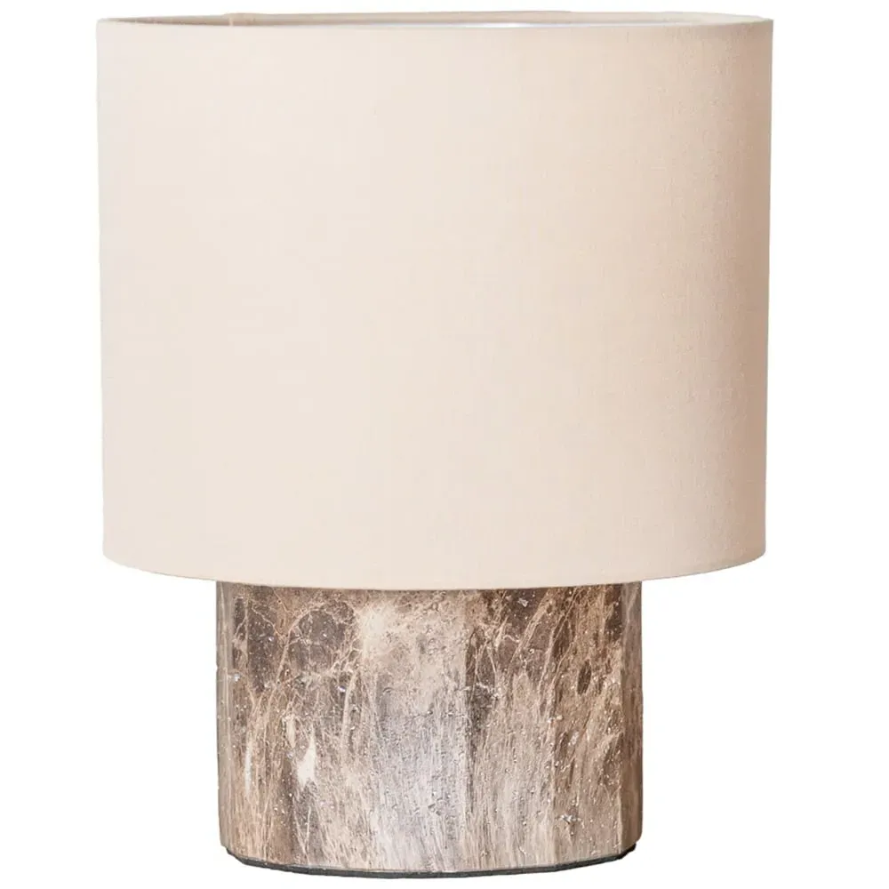 Melanie Table Lamp with Linen Shade - Brown, Marble image