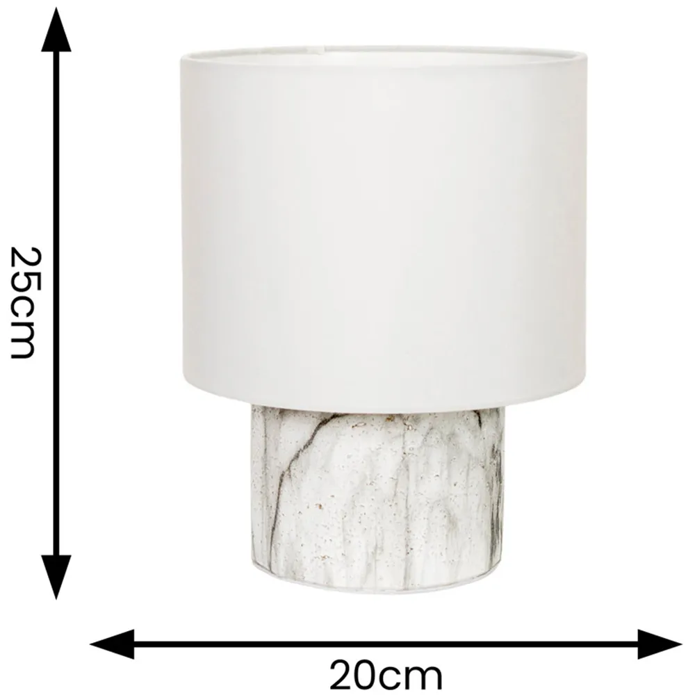 Melanie Table Lamp with Linen Shade - White, Marble