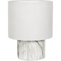 Melanie Table Lamp with Linen Shade - White, Marble