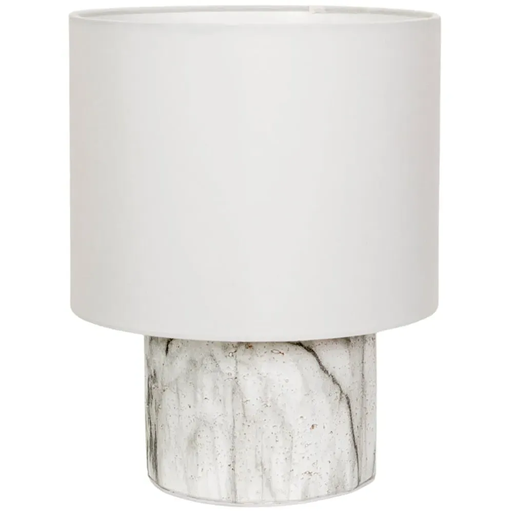 Melanie Table Lamp with Linen Shade - White, Marble