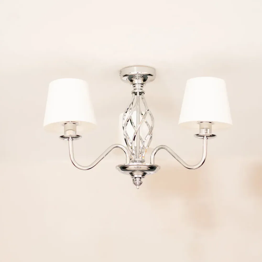 Memphis Barley Twist LED Ceiling Lamp - Silver