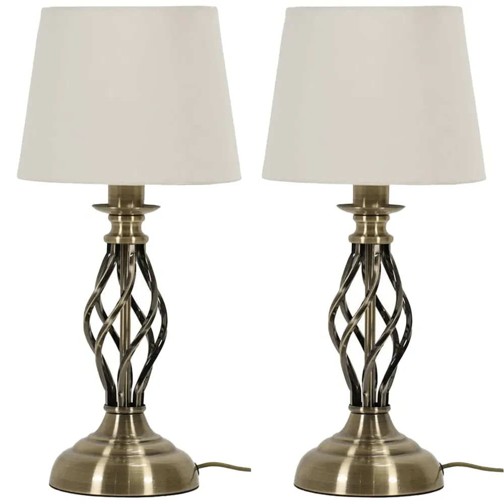 Memphis Barley Twist LED Table Lamp 2 Pack - Gold