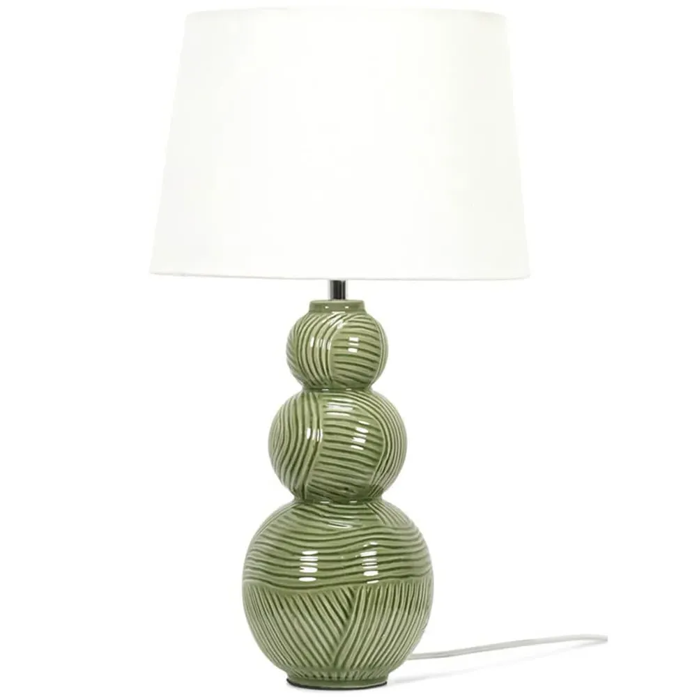 Mia Ceramic LED Table Lamp with White Shade - Green image