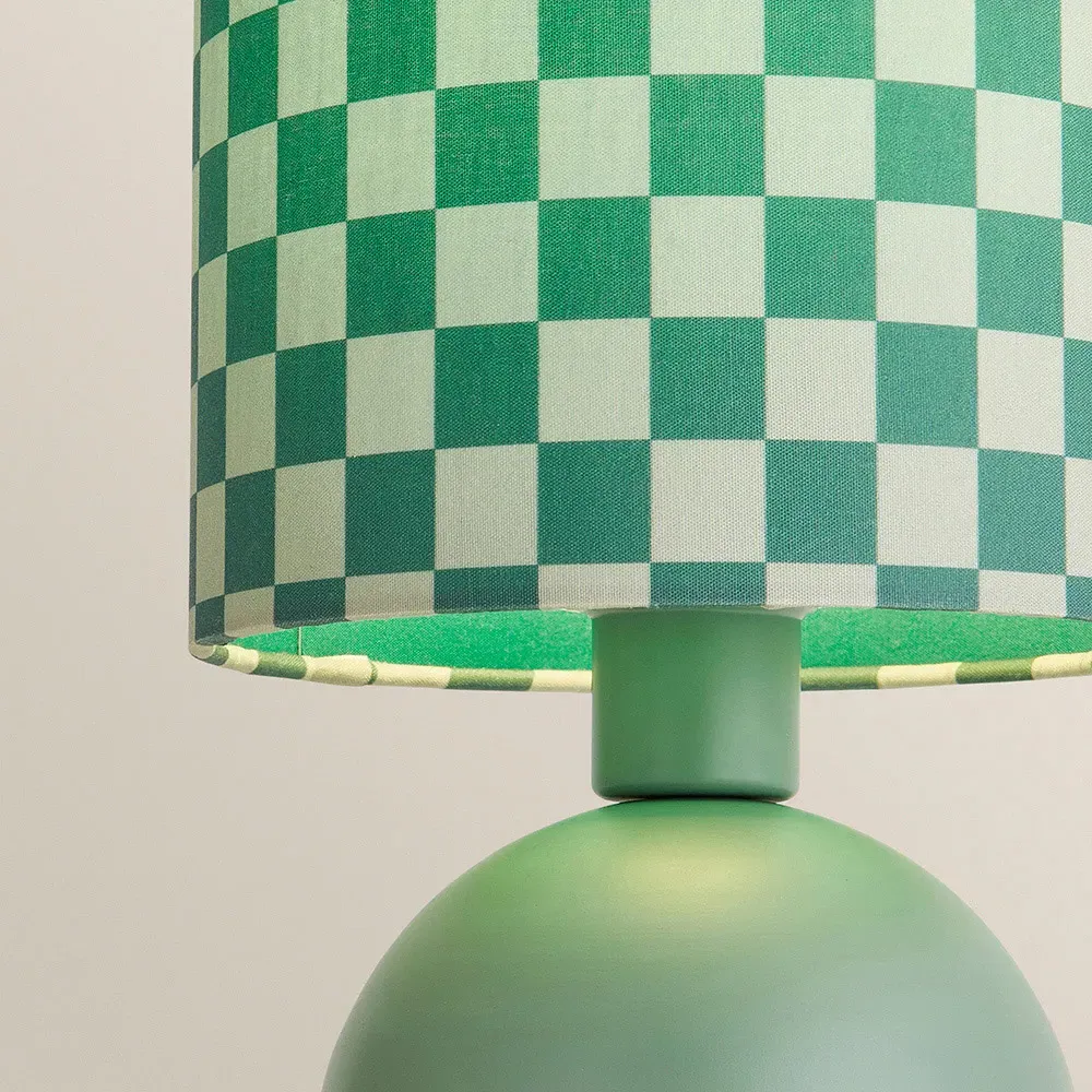 Miley Checkerboard Drum Lamp Shade LED Table Lamp - Green