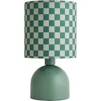 Miley Checkerboard Drum Lamp Shade LED Table Lamp - Green