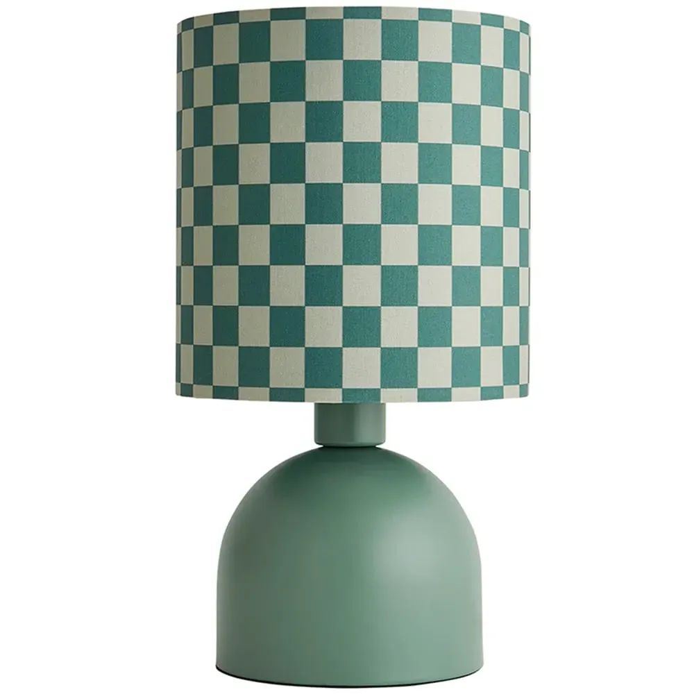 Miley Checkerboard Drum Lamp Shade LED Table Lamp - Green image