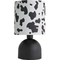 Miley Cow Print Drum Lamp Shade LED Table Lamp - Black