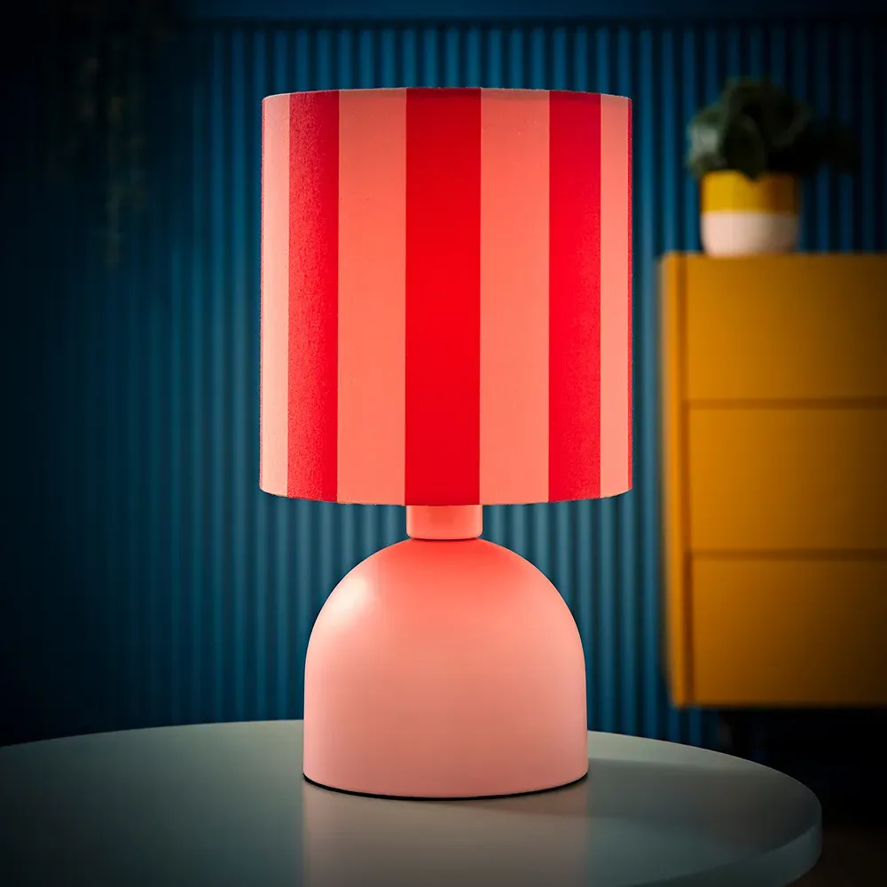 Miley Striped Drum Lamp Shade LED Table Lamp - Pink