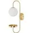 Milo Curved Wall Light with Shelf - Gold, Frosted Glass